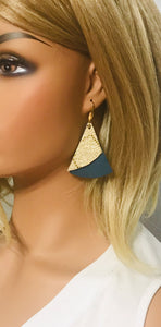 Teal Suede and Mystic Gold Leather Earrings - E19-1045