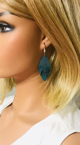 Turquoise Snake Skin Leather Earrings - E19-104