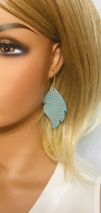 Gold Tipped Mint Leather Earrings - E19-1058