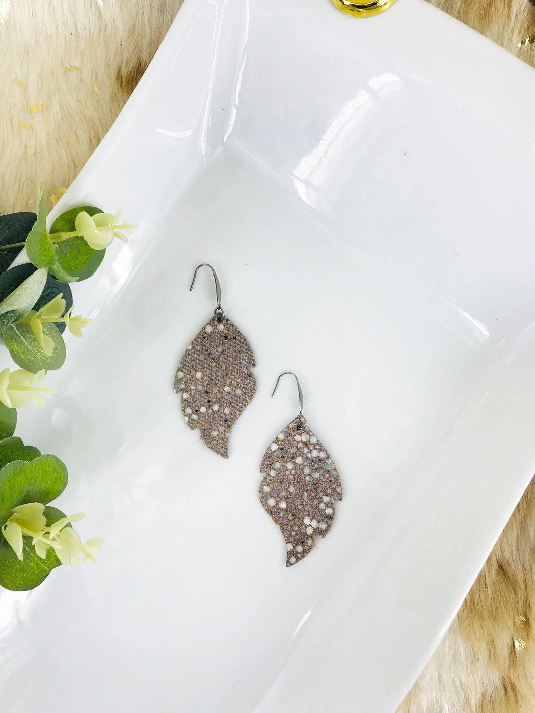 Taupe Singray Leather Earrings - E19-1064