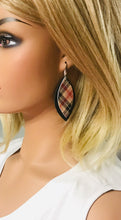 Load image into Gallery viewer, Black and Plaid Leather Earrings - E19-1067