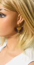 Load image into Gallery viewer, Maroon and Gold Fan Shaped Tassel Earrings - E19-1075