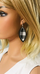 Black and Plaid Leather Earrings - E19-1081