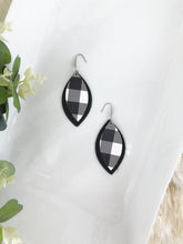 Load image into Gallery viewer, Black and Plaid Leather Earrings - E19-1081