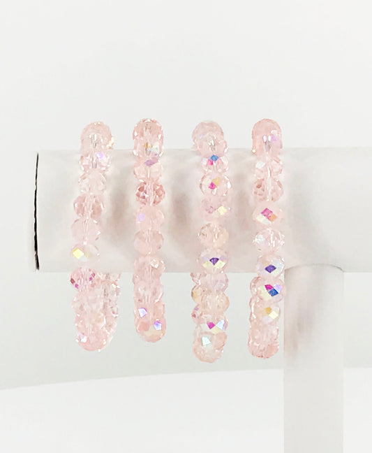 Pink AB Glass Bead Stretchy Bracelet