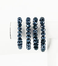 Load image into Gallery viewer, Metallic Black Glass Bead Stretchy Bracelet