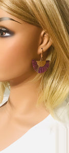 Purple and Gold Fan Shaped Tassel Earrings - E19-1088