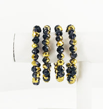 Load image into Gallery viewer, Gold &amp; Violet Glass Bead Stretchy Bracelet