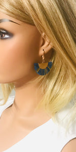 Blue and Gold Fan Shaped Tassel Earrings - E19-1090