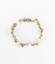 Load image into Gallery viewer, Opaque Beige Glass Bead Stretchy Bracelet