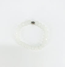Load image into Gallery viewer, White Glass Bead Stretchy Bracelet
