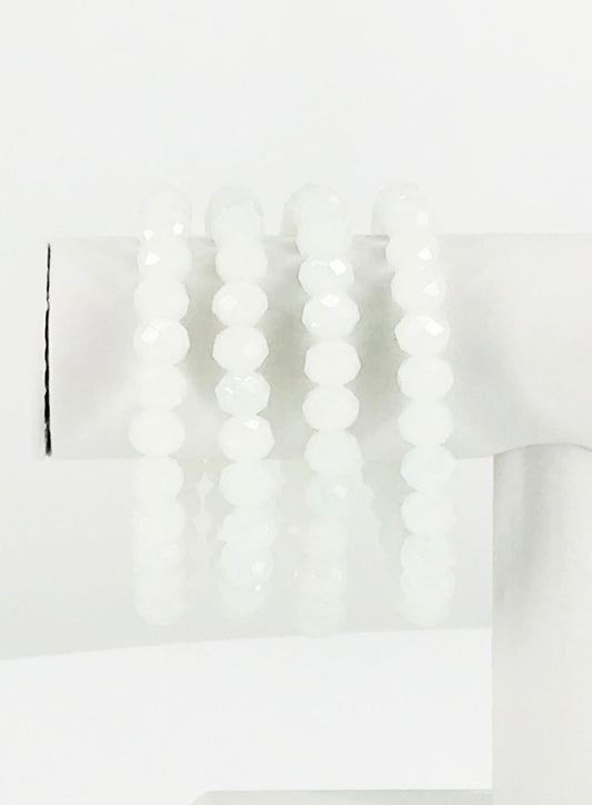 White Glass Bead Stretchy Bracelet
