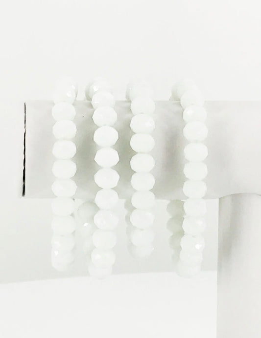 Matte White Glass Bead Stretchy Bracelet