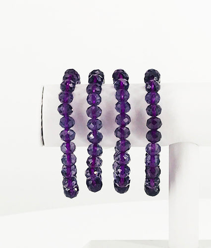 Purple Glass Bead Stretchy Bracelet