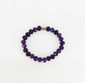 Purple Glass Bead Stretchy Bracelet