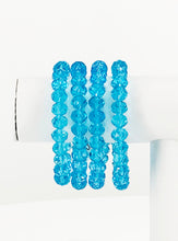 Load image into Gallery viewer, Light Blue Glass Bead Stretchy Bracelet