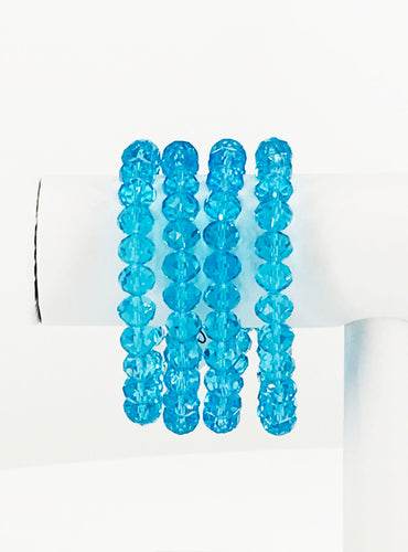 Light Blue Glass Bead Stretchy Bracelet