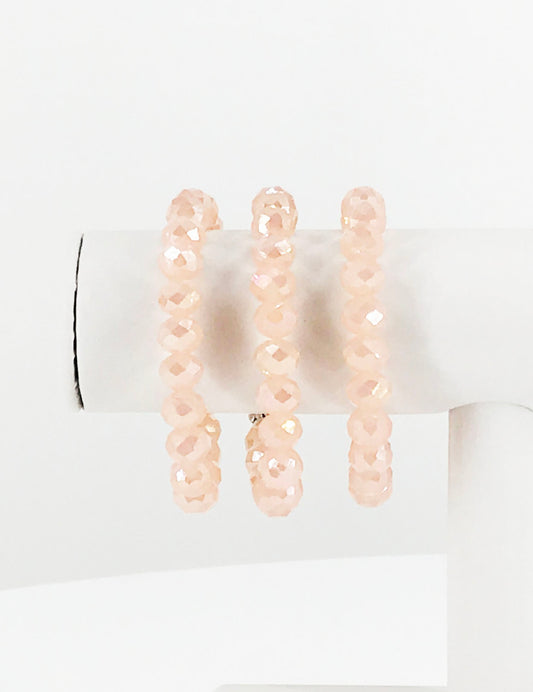 Pink AB Glass Bead Stretchy Bracelet