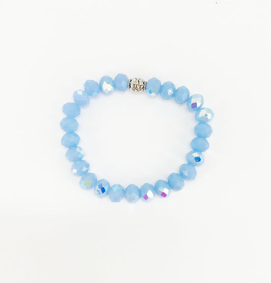 Light Blue AB Glass Bead Stretchy Bracelet
