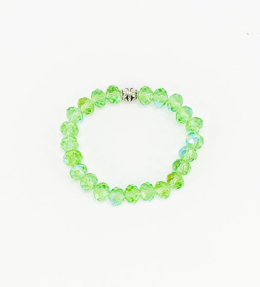 Green AB Glass Bead Stretch Bracelet