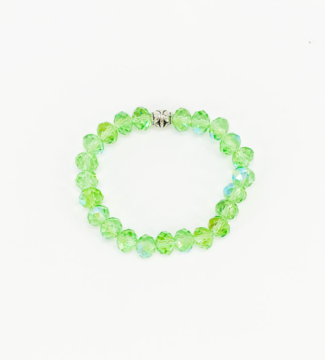 Green AB Glass Bead Stretchy Bracelet