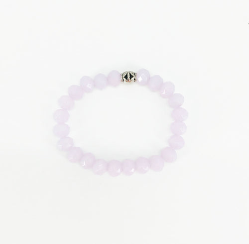 Pastel Purple Glass Bead Stretchy Bracelet