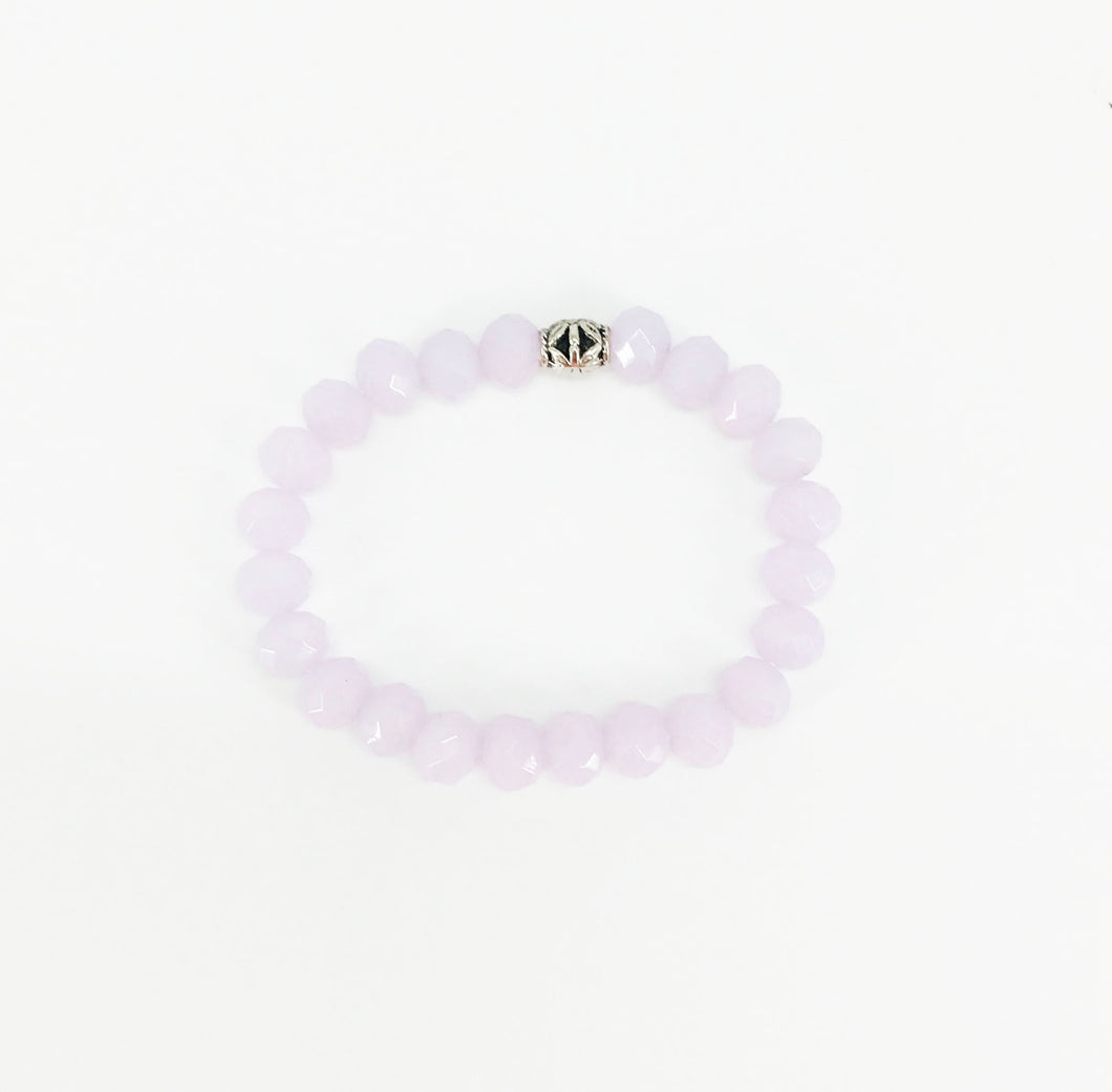Pastel Purple Glass Bead Stretchy Bracelet