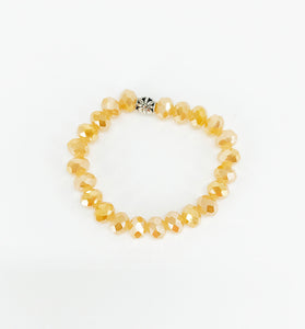 Metallic Tan Glass Bead Stretchy Bracelet