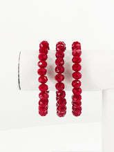 Load image into Gallery viewer, Red Glass Bead Stretchy Bracelet