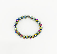 Load image into Gallery viewer, Metallic Multi-Color Glass Bead Stretchy Bracelet