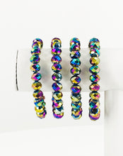 Load image into Gallery viewer, Metallic Multi-Color Glass Bead Stretchy Bracelet