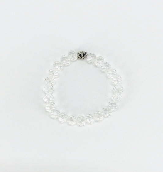 Crystal Clear Glass Bead Stretchy Bracelet