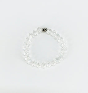 Crystal Clear Glass Bead Stretchy Bracelet