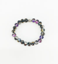 Load image into Gallery viewer, Metallic Gray &amp; Purple Glass Bead Stretchy Bracelet