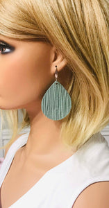 Palm Leaf Sea Foam Green Leather Earrings - E19-110