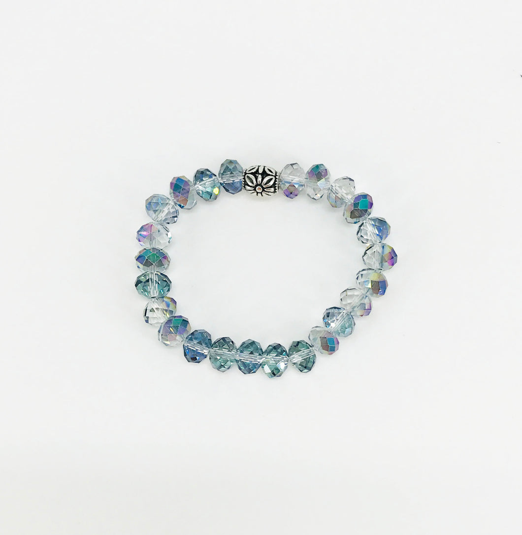 Vitral Blue Glass Bead Stretchy Bracelet