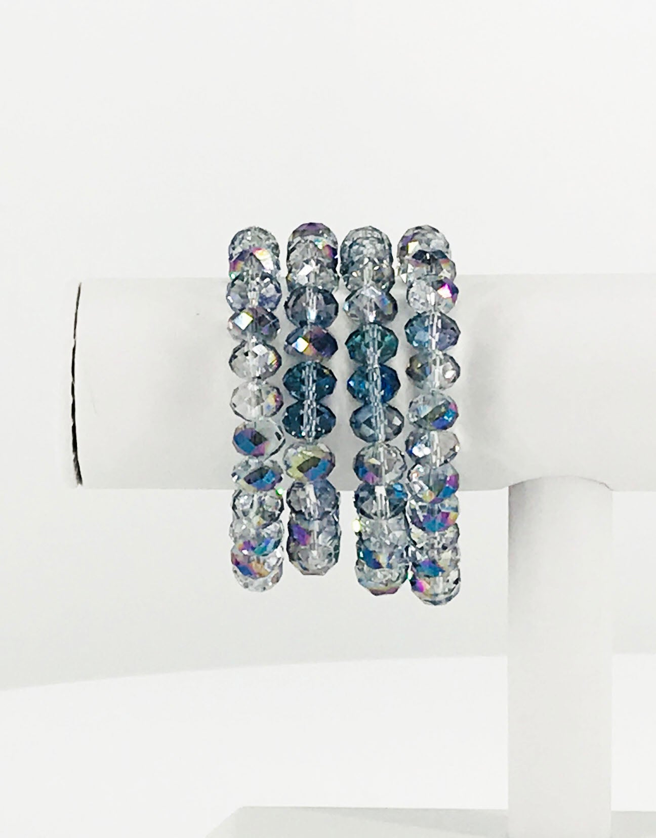 Vitral Blue Glass Bead Stretchy Bracelet