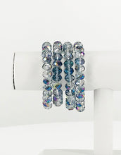 Load image into Gallery viewer, Vitral Blue Glass Bead Stretchy Bracelet