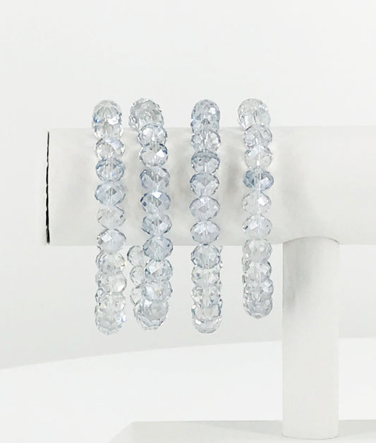 Sky Blue Glass Bead Stretchy Bracelet
