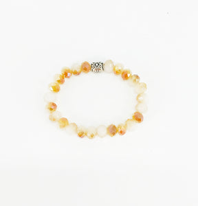 Beige Champagne Glass Bead Stretchy Bracelet