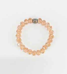 Peach Glass Bead Stretchy Bracelet