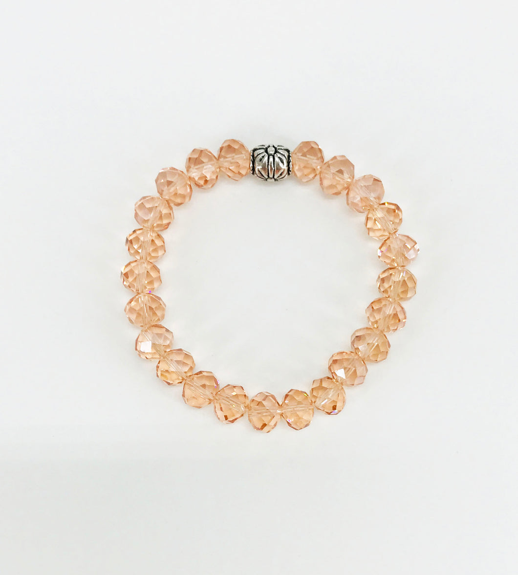 Peach Glass Bead Stretchy Bracelet