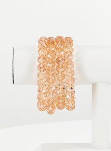 Peach Glass Bead Stretchy Bracelet