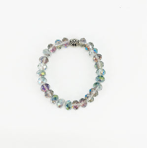 Iridescent Multi-Color Glass Bead Stretchy Bracelet