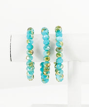 Load image into Gallery viewer, Aqua Gold Glass Bead Stretchy Bracelet