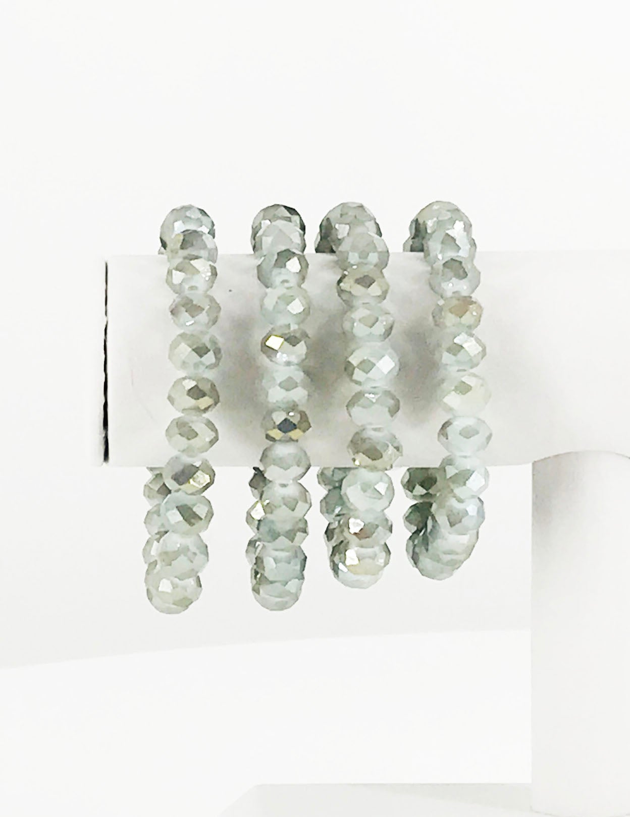 Light Gray Glass Bead Stretchy Bracelet