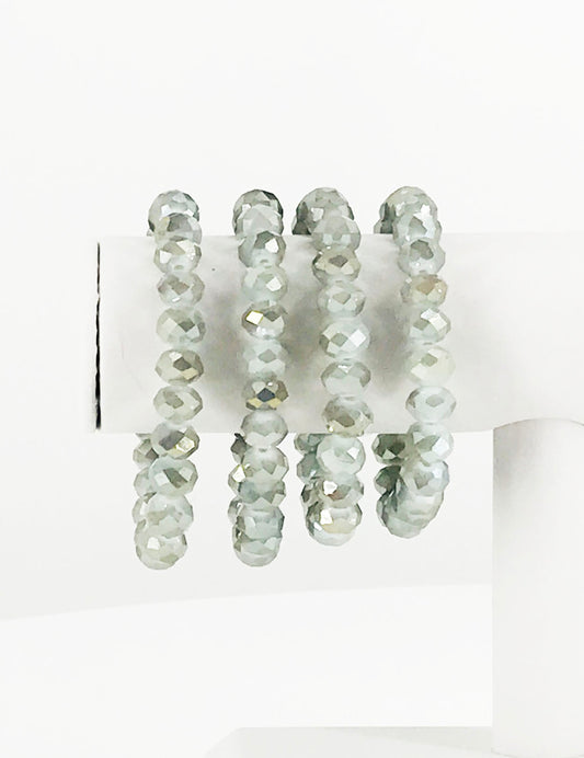 Light Gray Glass Bead Stretchy Bracelet