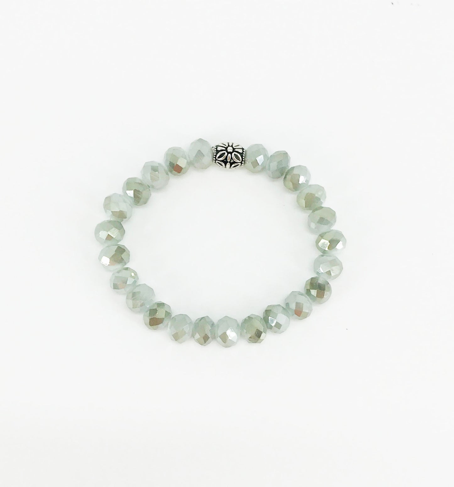 Light Gray Glass Bead Stretchy Bracelet