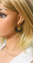 Load image into Gallery viewer, Navy Blue and Gold Fan Shaped Tassel Earrings - E19-1124