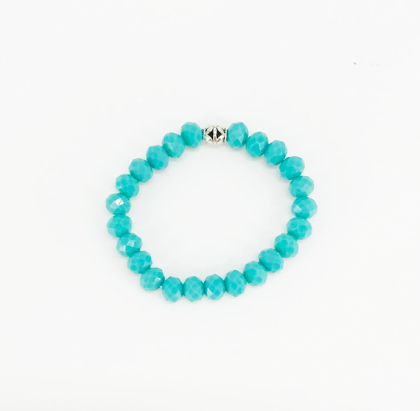 Lighter Turquoise Glass Bead Stretchy Bracelet